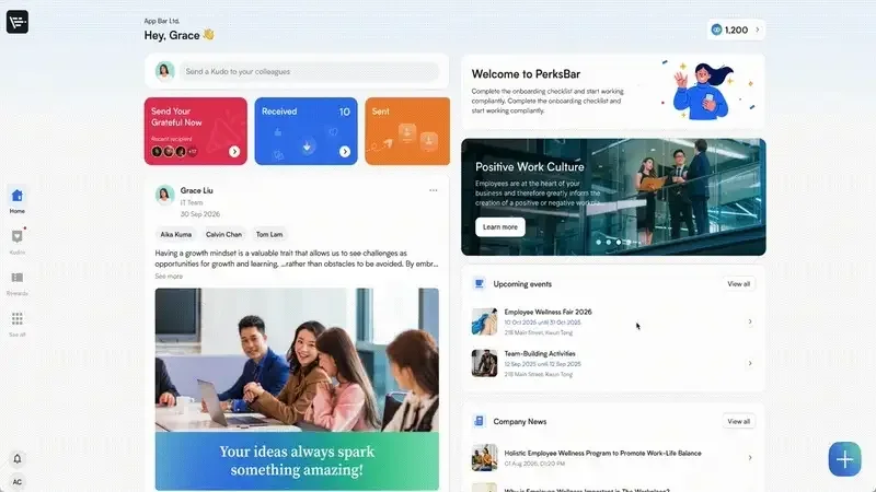 PerksBar Website — Interaction walkthrough