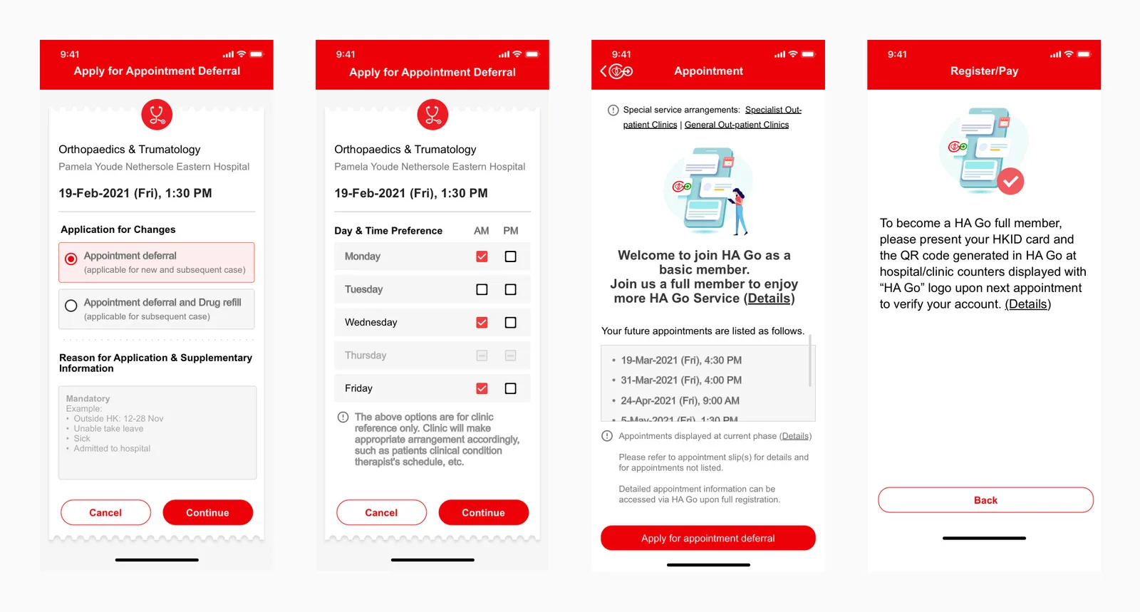 HA Go — Apply for appointment deferral, continued